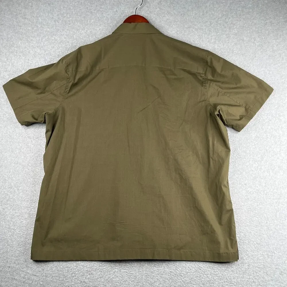 Banana Republic Stretch Shirt XL Olive Green Button Up Short Sleeve Mens